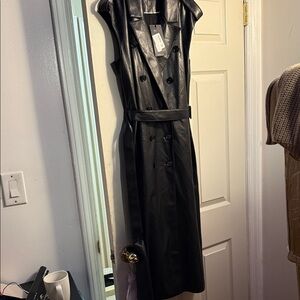Boss Black Leather Double-Breasted Vest